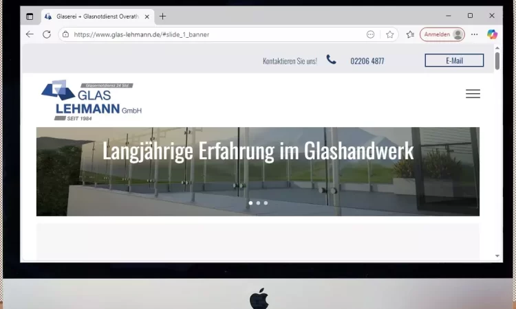 Screenshot: Webseite Glas Lehmann
